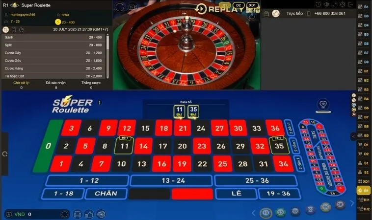 Bàn cược Roulette Nhà Cái Sclub88